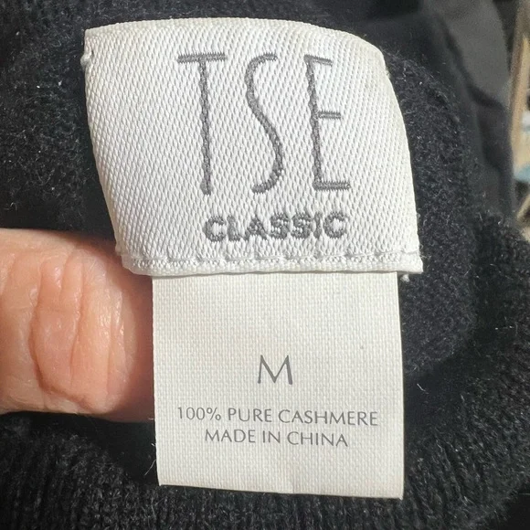 Women's TSE cashmere sweater black turtle neck long sleeves M - Picture 7 of 10